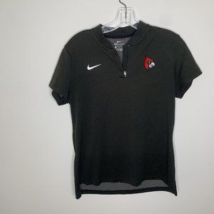 Nike Women L Black DriFit Louisville Cardinals Short Sleeve Quarter Zip Pullover